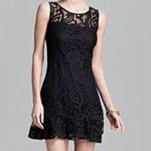 Nanette Lepore Mambo Black Lace Scoop Neck Sleeveless Sheath Dress